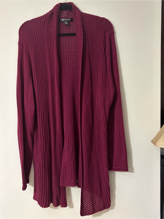 89th & Madison Sweaters - 89th & Madison Open-Front Sweater Cardigan - Berry